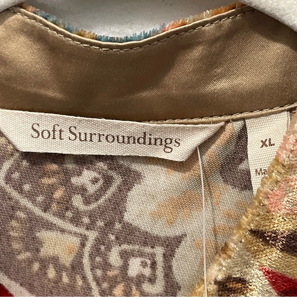 Soft Surroundings Montaigne Paisley Velvet Button Front Blouse Shirt XL Boho - Picture 7 of 10